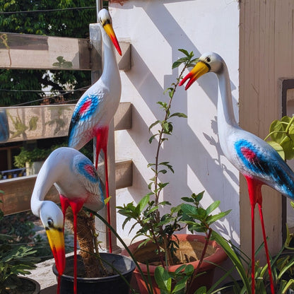 White Crane Statue for Garden Decor