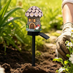 Pink Flower Mushroom House Solar Garden Lights - Fairy Stake Lights (Pack of 2)