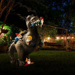 Funny Dinosaur Eating Gnomes Garden Statue Resin Decor