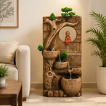 Monk Wall Water Fountain with LED - Cascading Buddha Monk Fountain