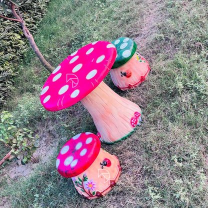 Mushroom Center Table with Two Sitting Stools