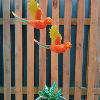 Parrot Garden Stake Decor | Bird Plant Pot Stakes (Set of 2)