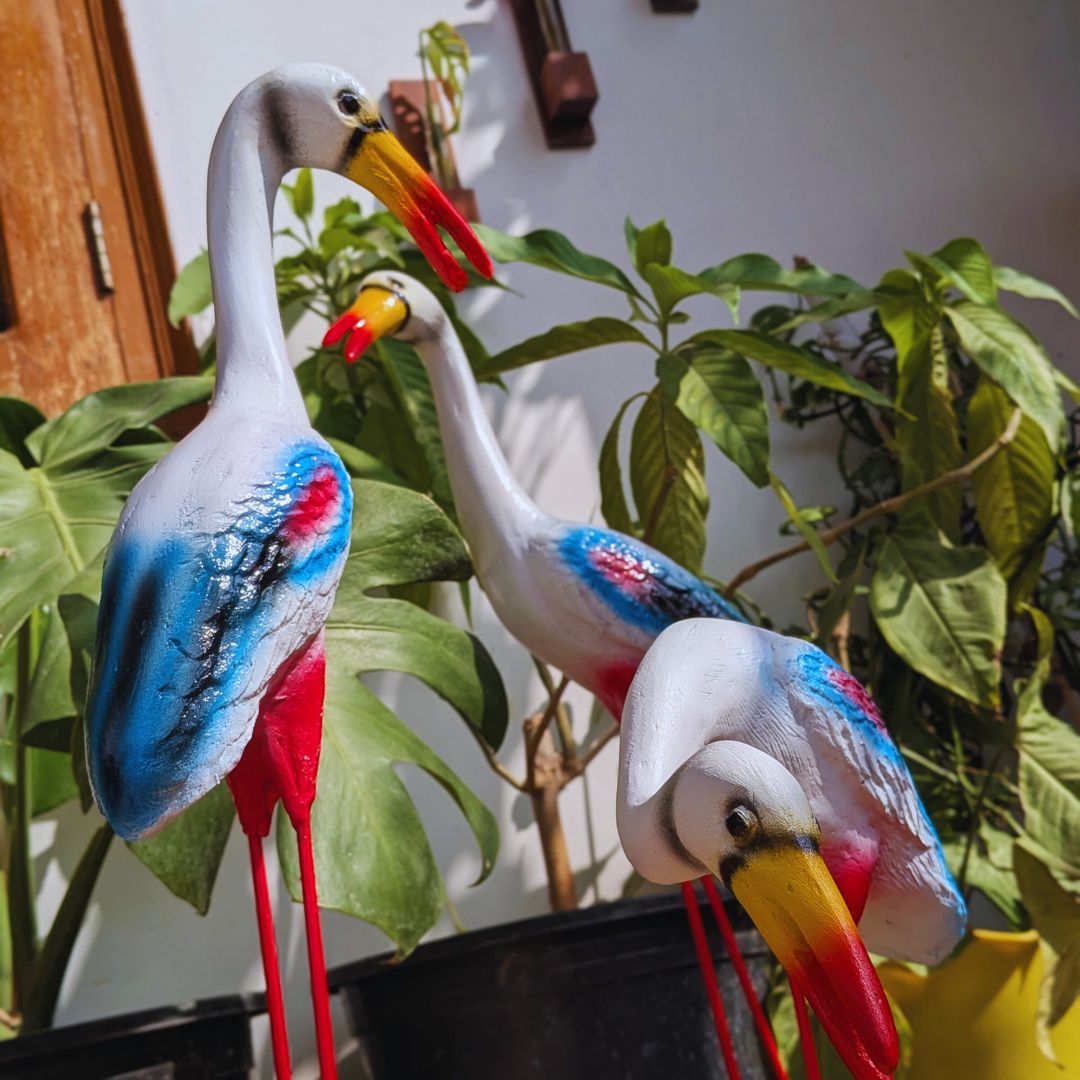 White Crane Statue for Garden Decor