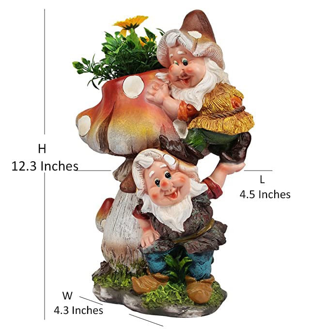 2 Gnome on Mushroom Planter