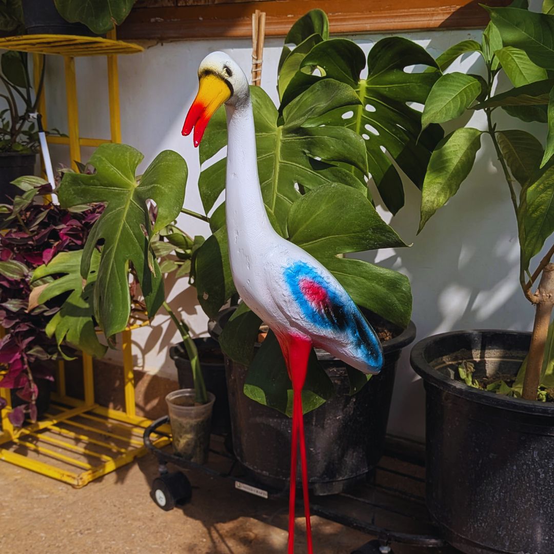 White Crane Statue for Garden Decor