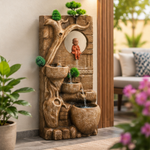 Monk Wall Water Fountain with LED - Cascading Buddha Monk Fountain