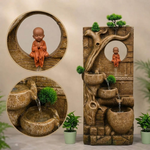 Monk Wall Water Fountain with LED - Cascading Buddha Monk Fountain