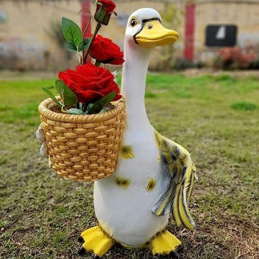 Resin Standing Duck Planter in Hand