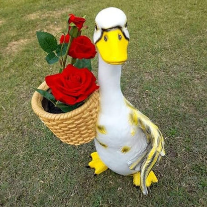 Resin Standing Duck Planter in Hand