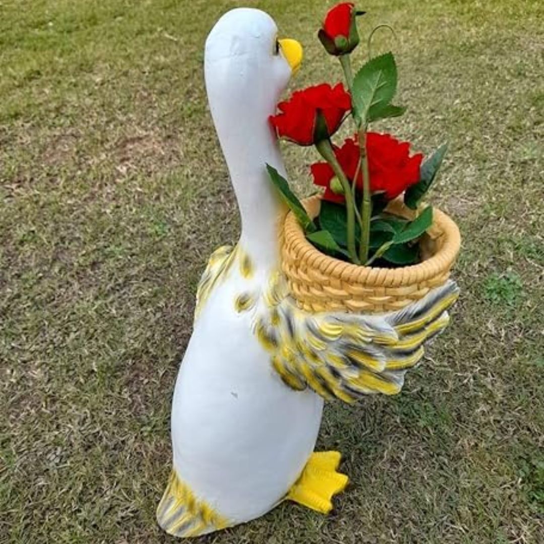 Resin Standing Duck Planter in Hand