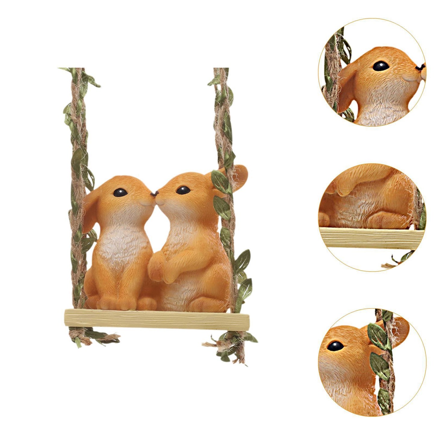 Kissing Rabbit Couple on Swing