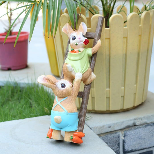 Rabbit Climbing Ladder Statue