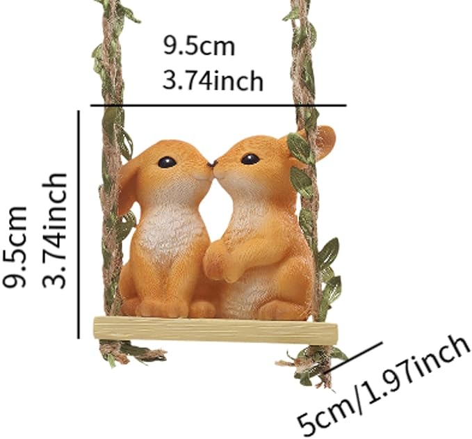 Kissing Rabbit Couple on Swing