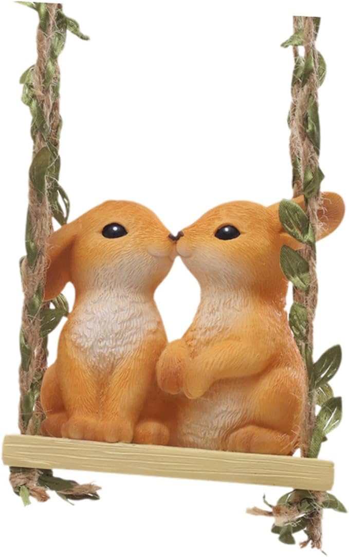 Kissing Rabbit Couple on Swing