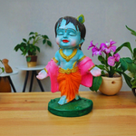 Cute Baby Krishna Idol - Hand Painted Resin Bal Krishna Statue
