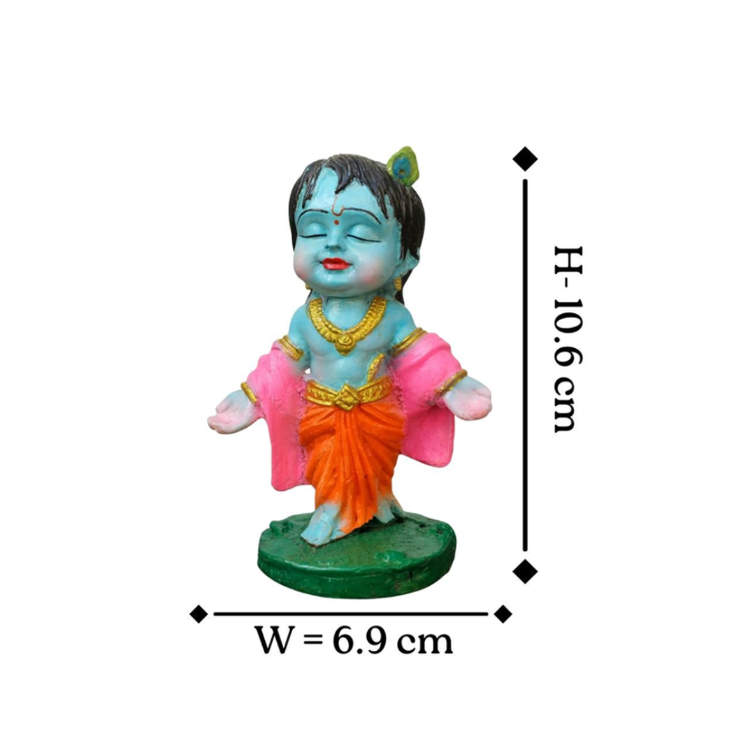Cute Baby Krishna Idol - Hand Painted Resin Bal Krishna Statue