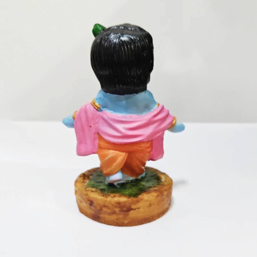 Cute Baby Krishna Idol - Hand Painted Resin Bal Krishna Statue
