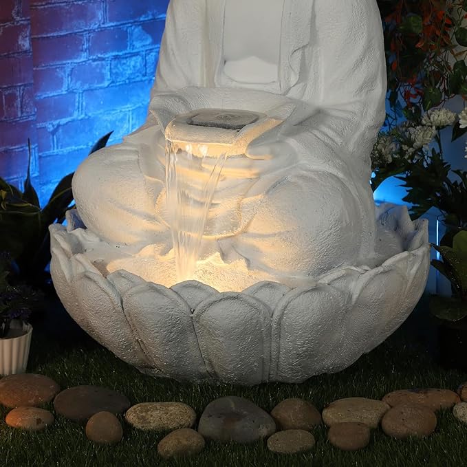 Unbreakable 3ft Buddha Fountain, Water body (White)