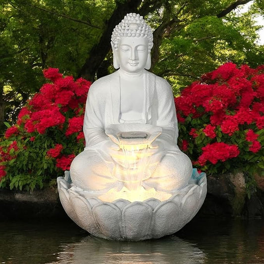 Unbreakable 3ft Buddha Fountain, Water body (White)