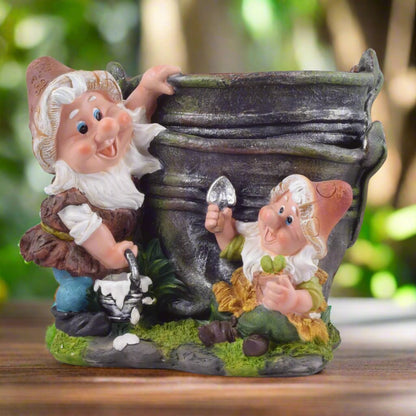 2 Gnomes with Bucket Flower Pot