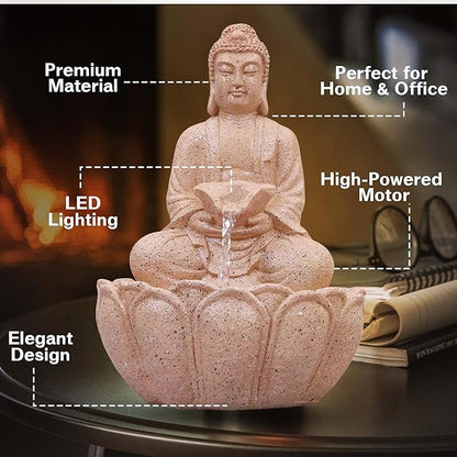 Buddha Water Fountain for Terrace Garden, Outdoor Decor (Red)