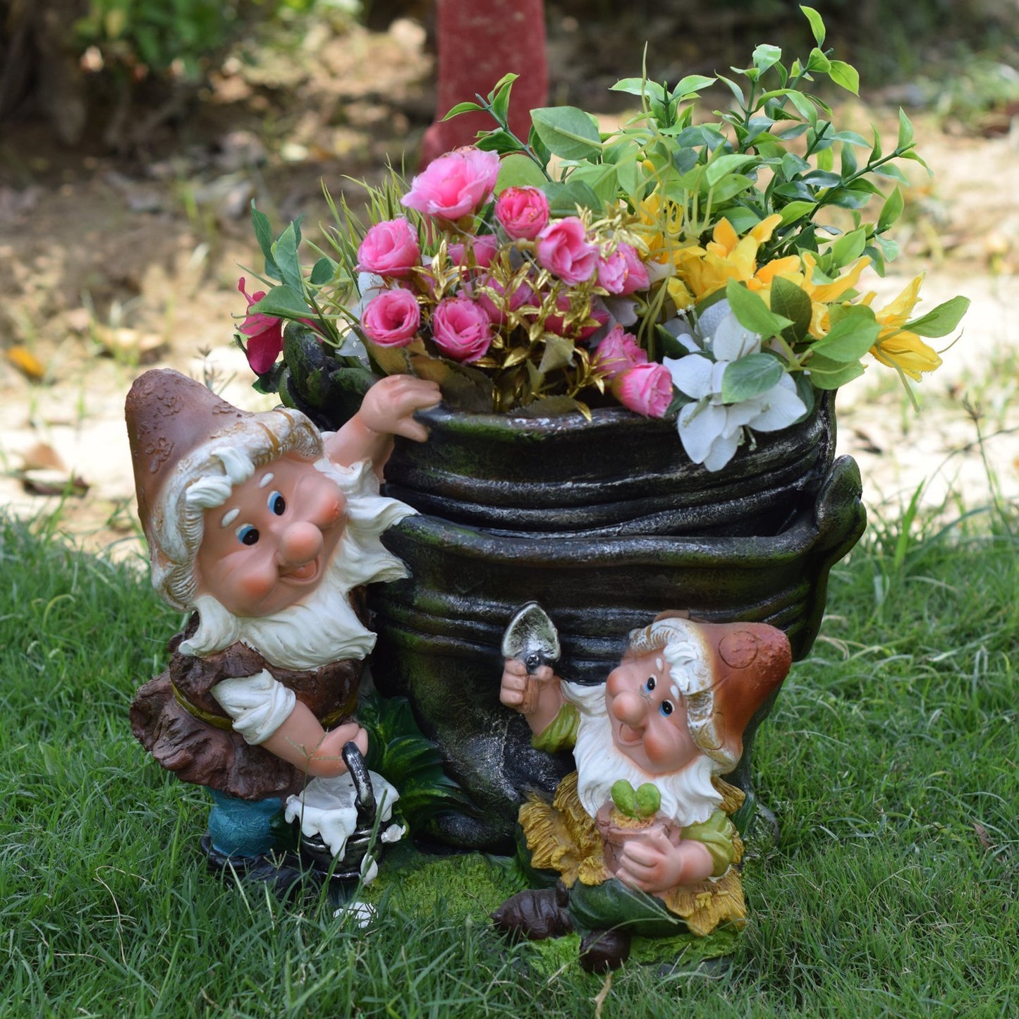 2 Gnomes with Bucket Flower Pot