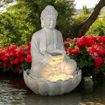 Unbreakable 3ft Buddha Fountain, Water body (White)