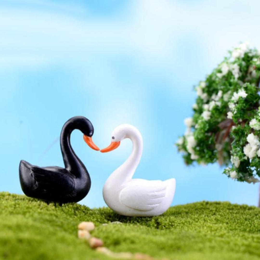 Miniature Swan for Bonsai Tray Decor(Pack of 2)
