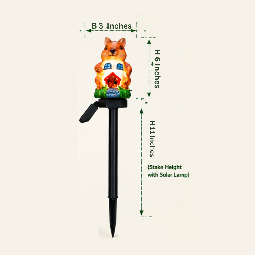 Squirrel Solar Garden Lights - Cute House Stake Lights (Set of 2)