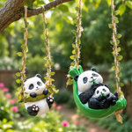 Panda Buddies Hanging Garden Set - Resin Panda Swing Decor (Set of 2)