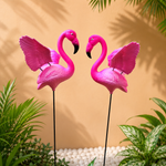 Metal & PVC Flamingo Garden Stakes (Pack of 2)