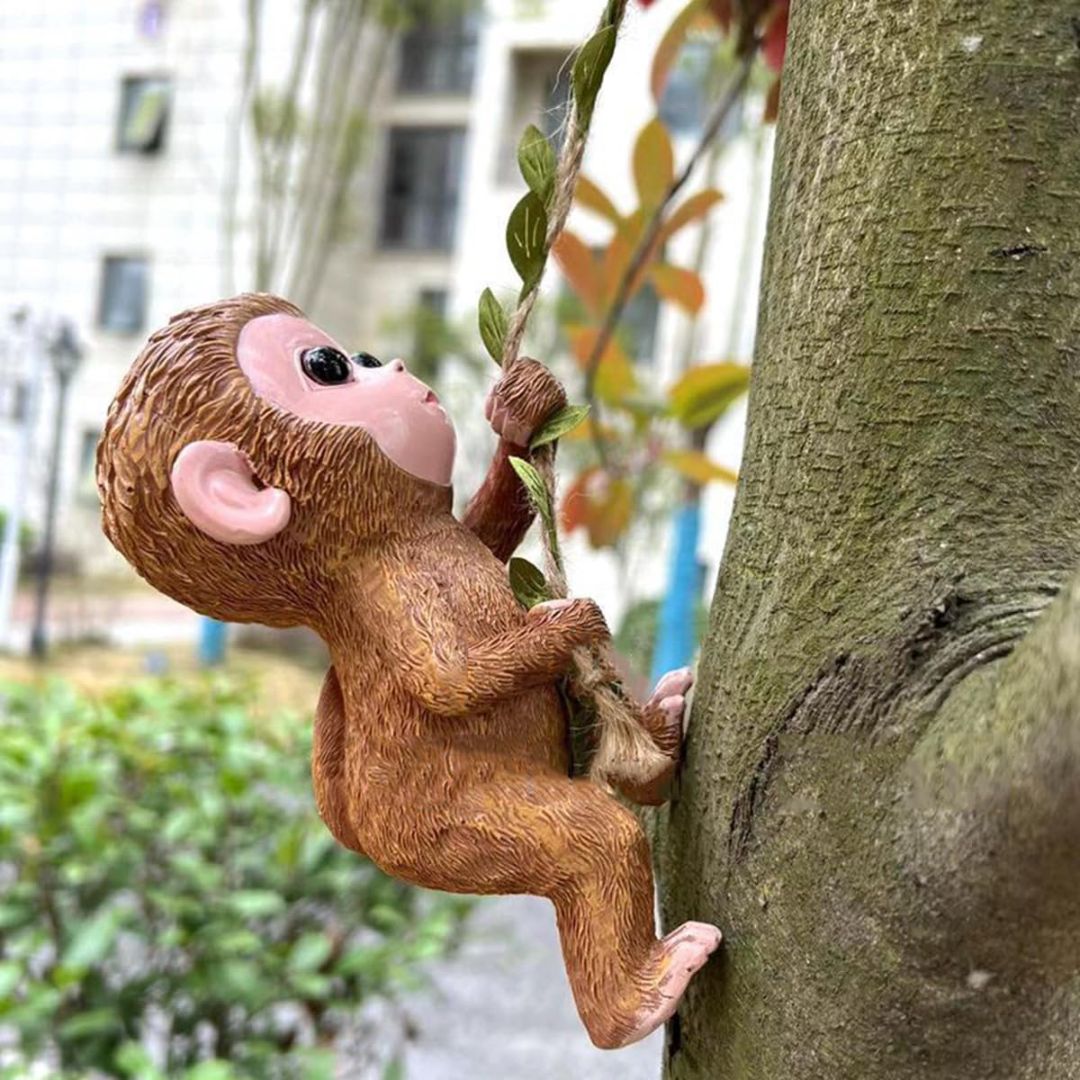 Baby Monkey Figurine | Climbing Tree Garden Decor