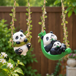 Panda Buddies Hanging Garden Set - Resin Panda Swing Decor (Set of 2)