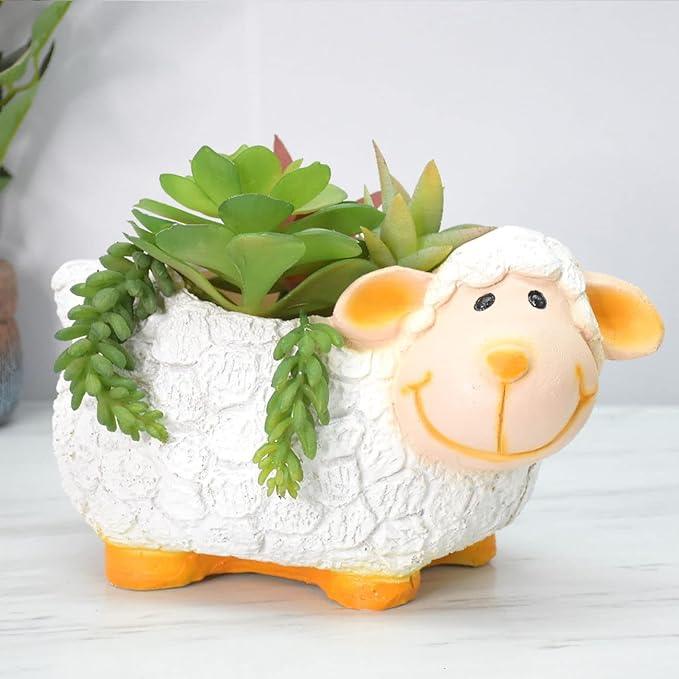 sheep planter pot Cow Sheep Pot – Kamdhenu Cow & Calf Resin Planter – The Decorshed