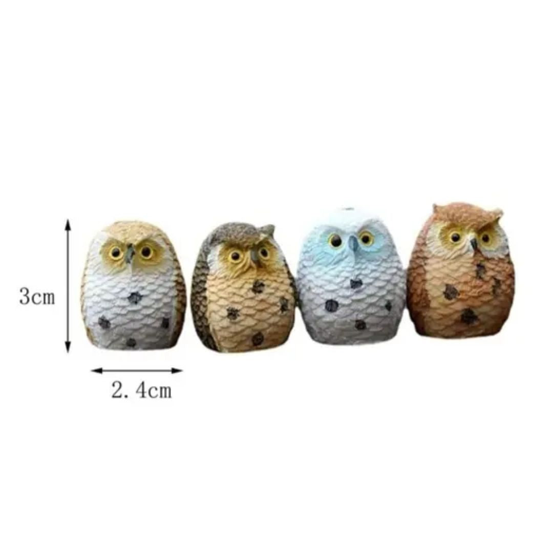 Miniature Owl for Tray Decor and Bonsai Decor (set of 4)
