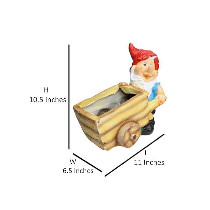 Gnome Push Cart Planter & Pot - The Decorshed