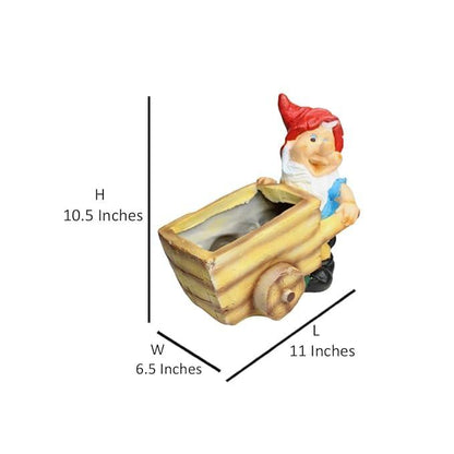 Gnome Push Cart Planter & Pot - The Decorshed