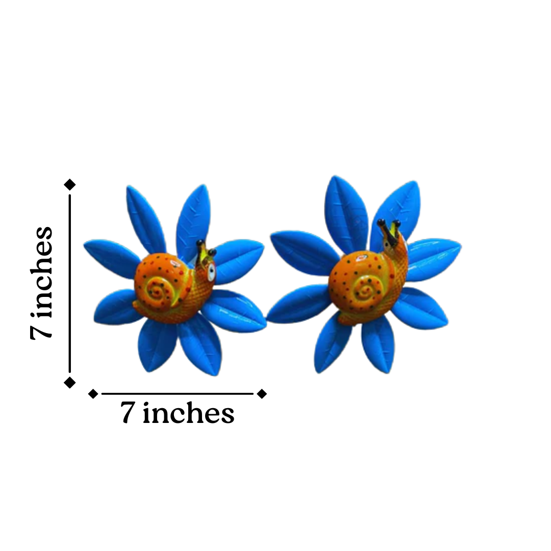 Blue Sunflower Snail Garden Stake | Set of 2 Plant Pot Stakes