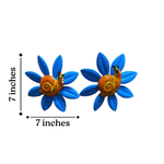 Blue Sunflower Snail Garden Stake | Set of 2 Plant Pot Stakes