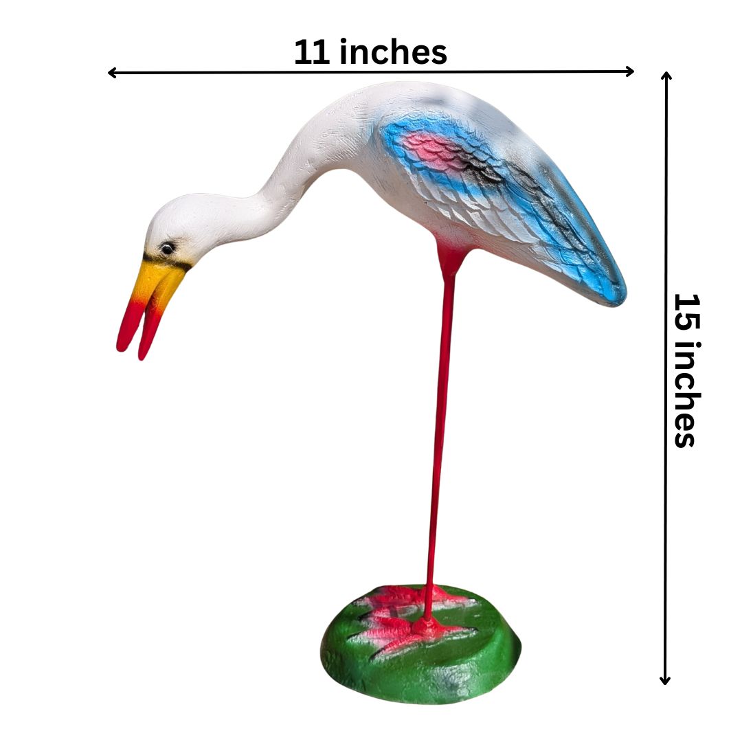 White Crane Statue for Garden Decor