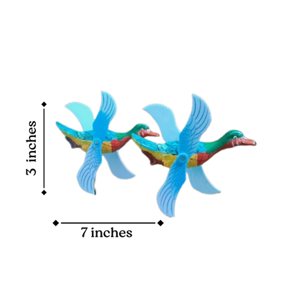 Flying Teal Duck Garden Stake | Bird Plant Pot Stakes (Set of 2)