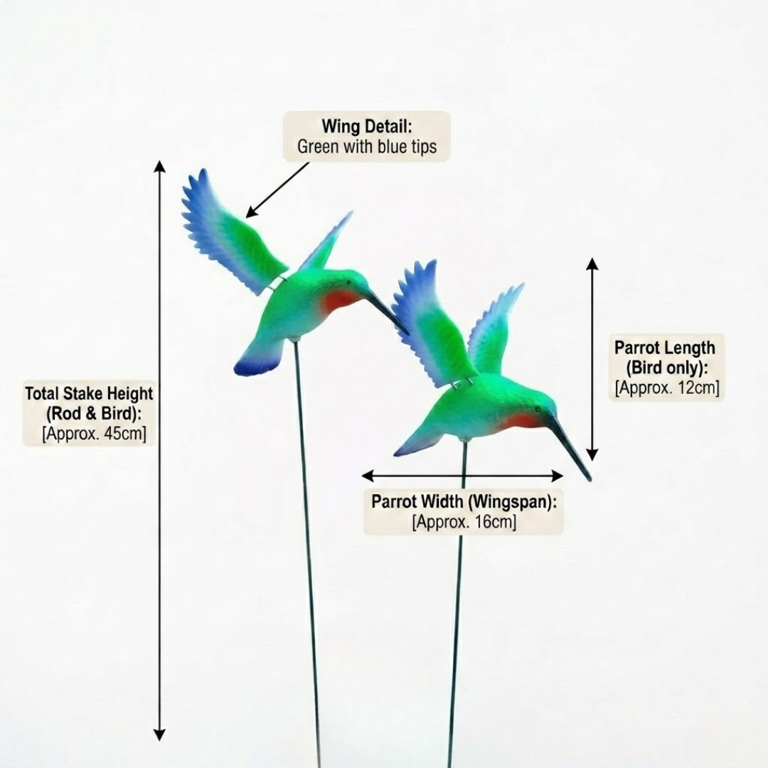 Flying Hummingbird Garden Stake Decor| Bird Plant Pot Stakes (Set of 2)