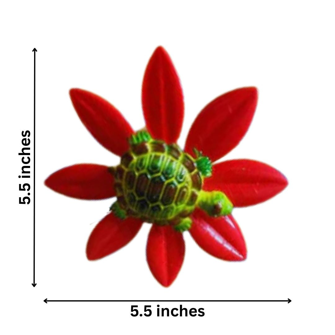Red Flower Turtle Garden Stake | Set of 2 Plant Pot Stakes