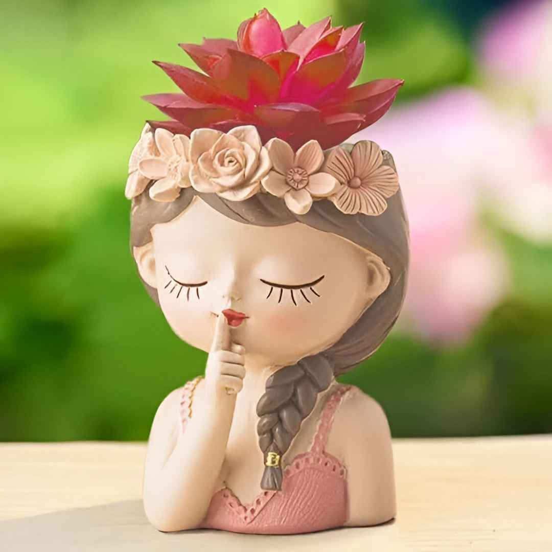 Fairy Girl Resin Planter Pot | Flower Crown Succulent Vase | Garden Decor