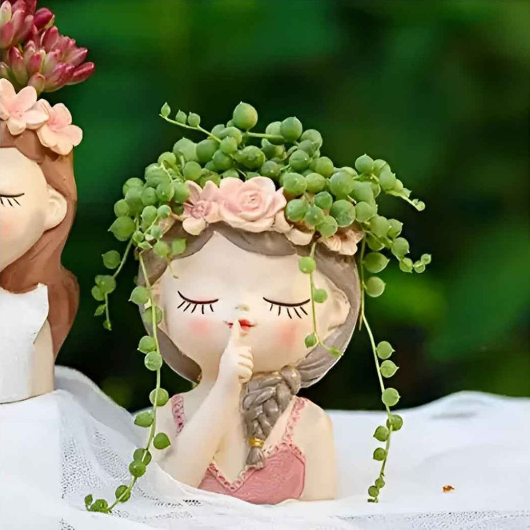 Fairy Girl Resin Planter Pot | Flower Crown Succulent Vase | Garden Decor