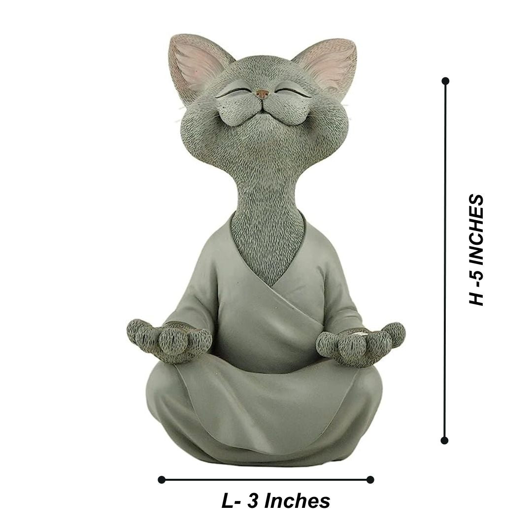 Happy Meditating Mini Cat Statues