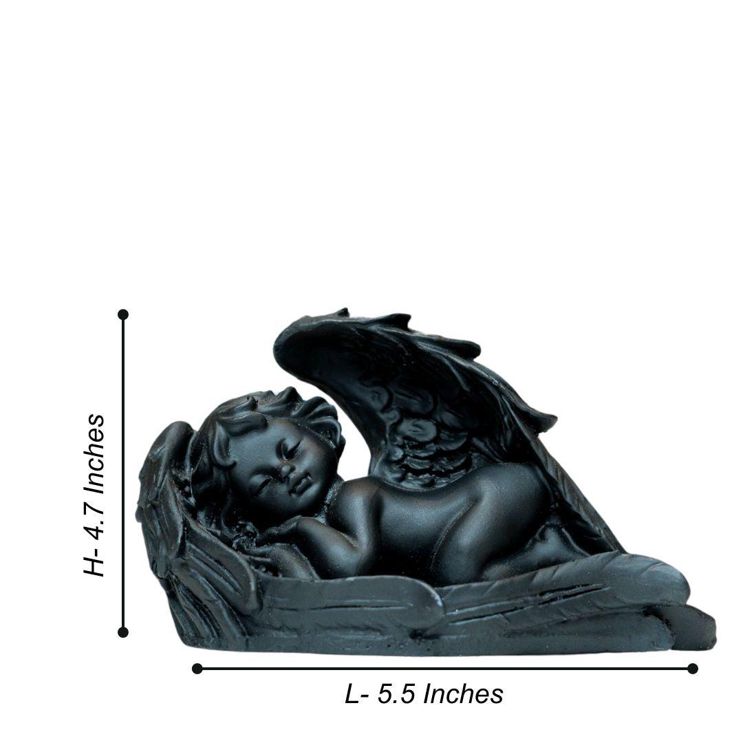 Black Angel Showpiece Wing Detail – Resin Figurine for Shelf Decor