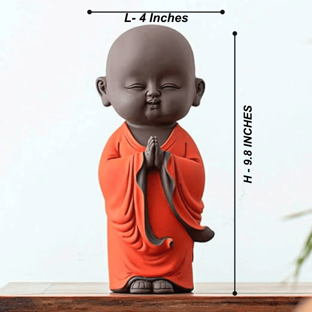 Namaste Smiling Monk Buddha Statue - The Decorshed