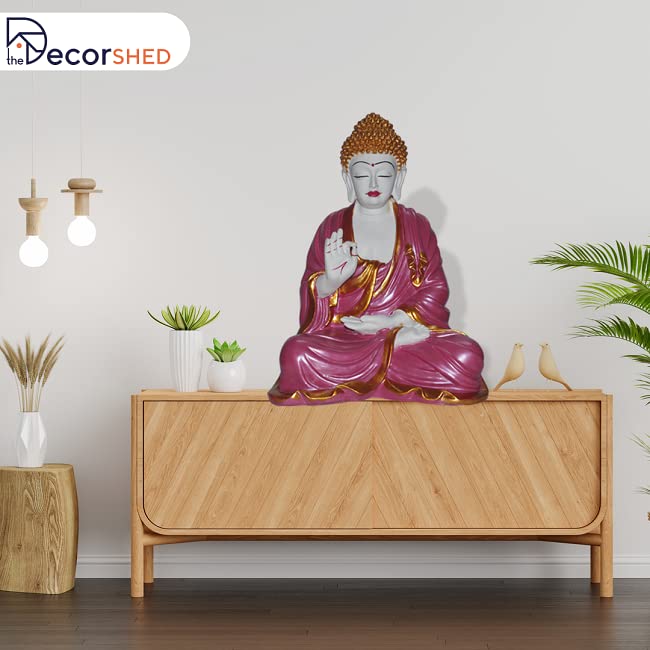 Pink & White Buddha Figurine 15" - The Decorshed