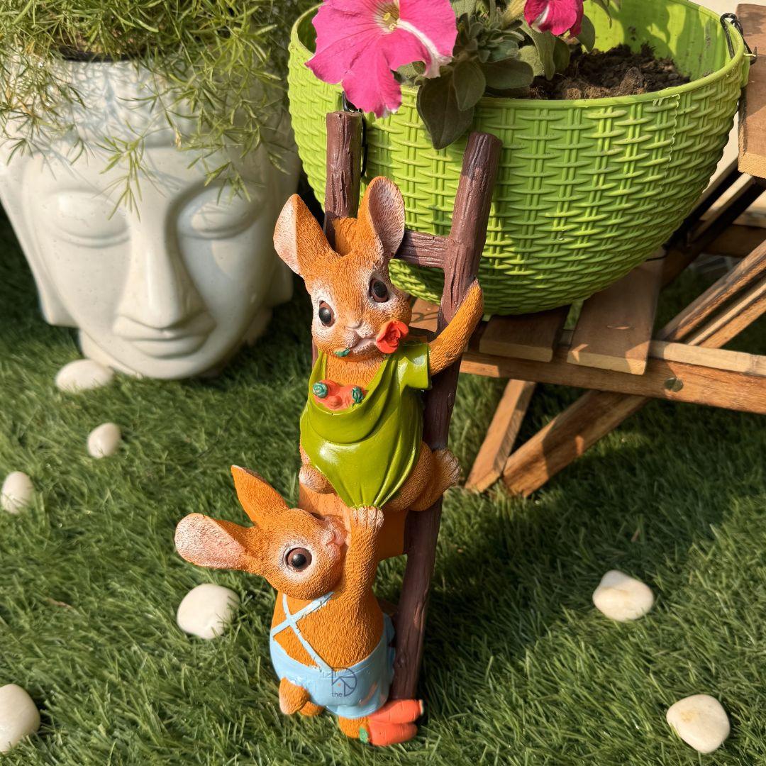 Rabbit Climbing Ladder Statue - The Decorshed